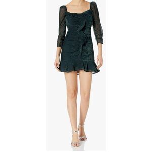 ASTR the Label Sephra Ruched Mini Dress - Forest Green - Medium